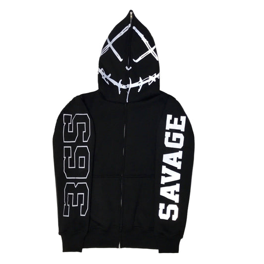 SAVAGE 3M ZIP HOODIE - BLACK