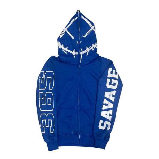 SAVAGE 3M ZIP UP HOODIE - BLUE