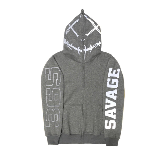 SAVAGE 3M ZIP HOODIE - GREY