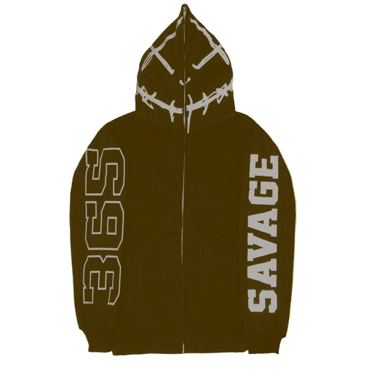SAVAGE 3M ZIP HOODIE - BROWN