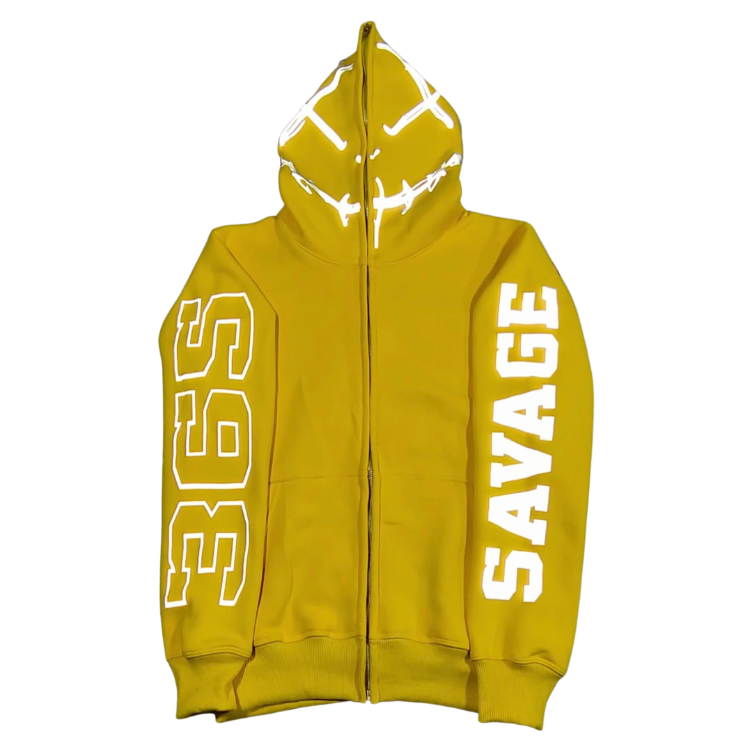 SAVAGE 3M ZIP HOODIE YELLOW 365clothing