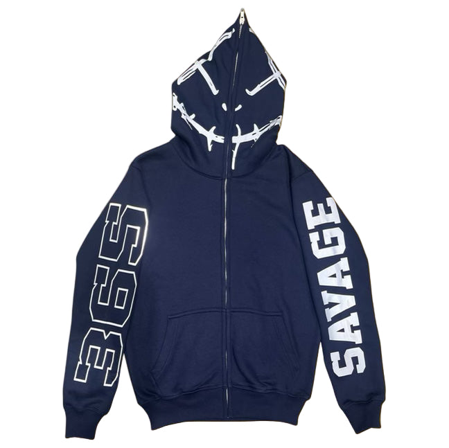 SAVAGE 3M ZIP HOODIE - NAVY