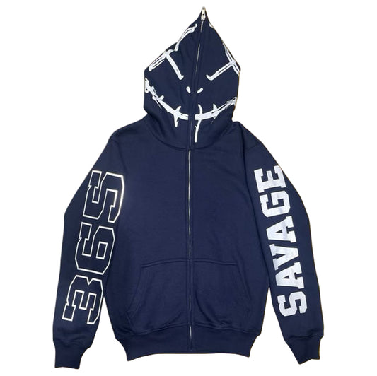 SAVAGE 3M ZIP HOODIE - NAVY
