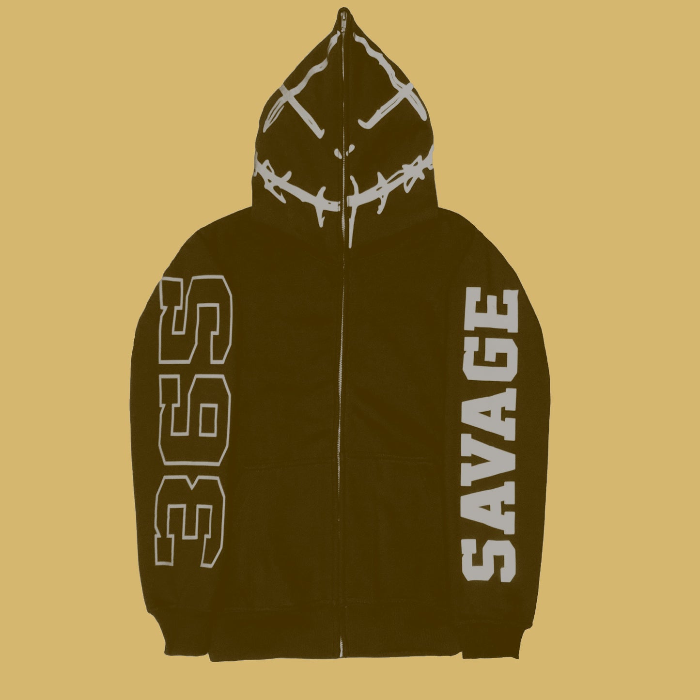 SAVAGE 3M ZIP HOODIE - BROWN