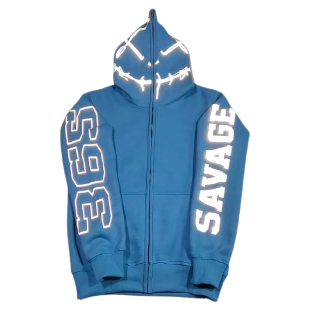 SAVAGE 3M ZIP HOODIE - LIGHT BLUE